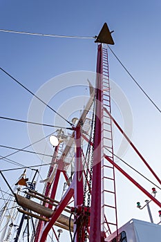 Outriggers on commercial fishing boat