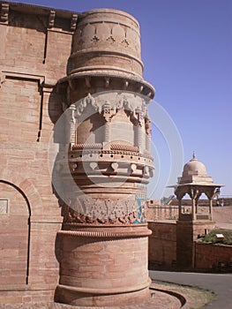 Outside architectural design of Maan sing palace at Gwalior fort