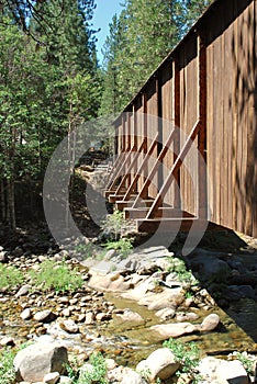 Outside of bridge over a river in the Sierras