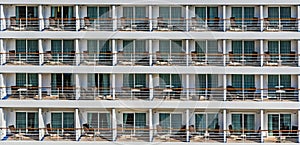 Outside cabins of the cruise ship