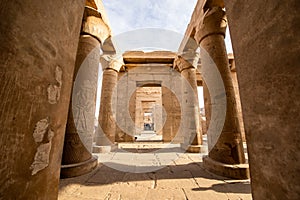 The outside columns of Kom Ombo Temple in Aswan constructed during the Ptolemaic dynasty photo