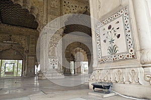 Outside diwan reception hall with inlaid mosaic marble columns