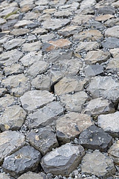 Outside Embankment lining of bricks in a sea wall