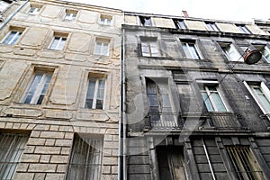 Outside home facades renovation of old building before and after difference between wash clean and dirty house in street