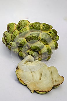 Outside And Inside Of A Sweetsop