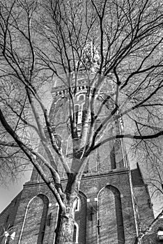 Outside of Oude Kerk church in Amsterdam Netherlands HDR