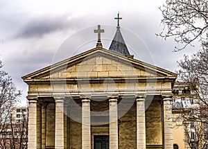 Facade Steeples Saint Pothin Church Lyon France photo