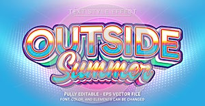 Outside Summer Text Style Effect. Editable Graphic Text Template