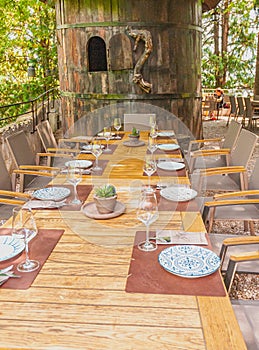 Outside table seating, for ten people, at Tiefenbruner, Italy