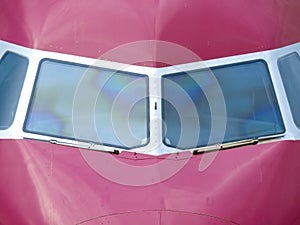 Outside view of airplane cockpit