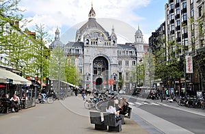 Outside view of Antwerpen-Centraal railway station, Belgium