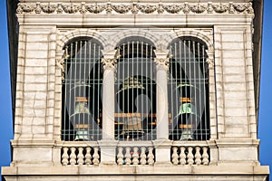 Outside view of the Carillon located at the top of the Campanile Sather Tower, Berkeley, San Francisco bay area, California