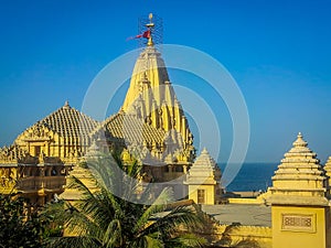 Outside view of Somnath Temple in Gujarat India, Somnath temple view, Famous Hindu Temple of Somnath