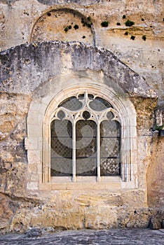Outside view of a window of Saint Emilion church