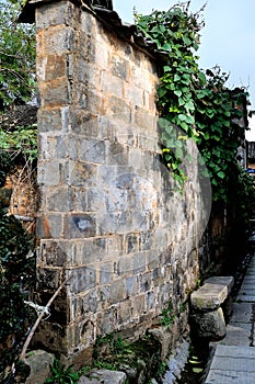 The outside walls of the old
