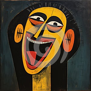 Outsider Art Poster: Laughing Man In Postwar Avant-garde Style