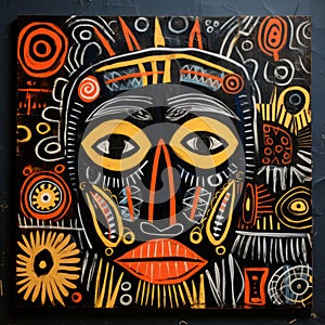 Outsider Art: Vibrant African-inspired Painting On Linen