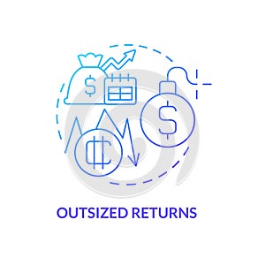 Outsized returns blue gradient concept icon