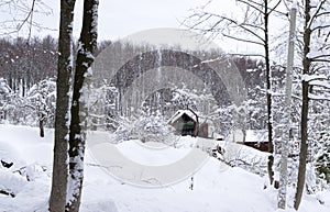 Outskirt of an ancient village under snow