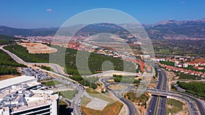Outskirt of modern turkish city. Panoramic view from above.