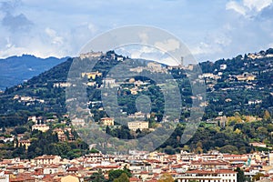 Outskirts of Florence city on green hill