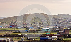 Outskirts of Ulaanbaatar, Mongolia, view from the train