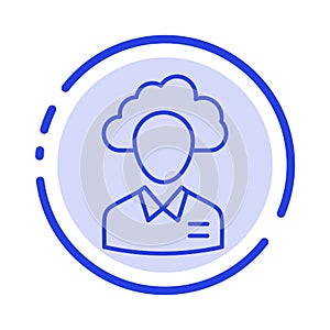 Outsource, Cloud, Human, Management, Manager, People, Resource Blue Dotted Line Line Icon photo