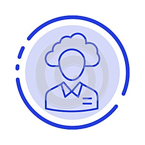 Outsource, Cloud, Human, Management, Manager, People, Resource Blue Dotted Line Line Icon