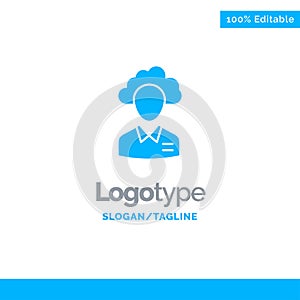Outsource, Cloud, Human, Management, Manager, People, Resource Blue Solid Logo Template. Place for Tagline photo
