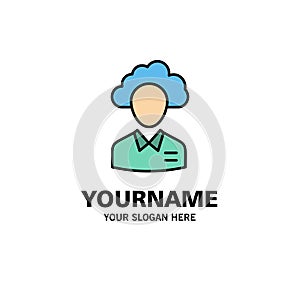Outsource, Cloud, Human, Management, Manager, People, Resource Business Logo Template. Flat Color photo