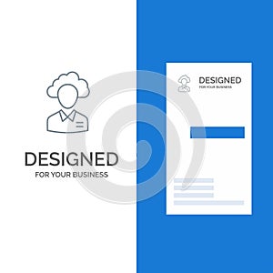 Outsource, Cloud, Human, Management, Manager, People, Resource Grey Logo Design and Business Card Template photo