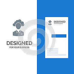 Outsource, Cloud, Human, Management, Manager, People, Resource Grey Logo Design and Business Card Template photo