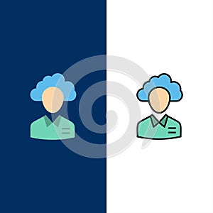 Outsource, Cloud, Human, Management, Manager, People, Resource  Icons. Flat and Line Filled Icon Set Vector Blue Background photo