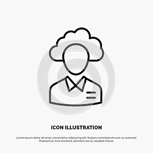 Outsource, Cloud, Human, Management, Manager, People, Resource Line Icon Vector photo