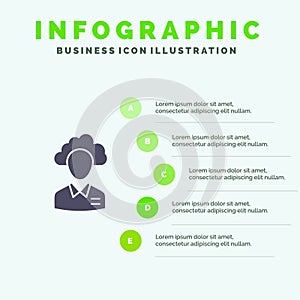 Outsource, Cloud, Human, Management, Manager, People, Resource Solid Icon Infographics 5 Steps Presentation Background photo