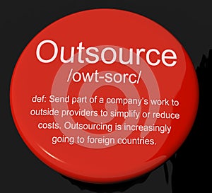 Outsource Definition Button Showing Subcontracting Suppliers And photo