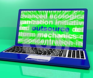 Outsource Laptop Shows Subcontracting Outsourcing And Freelance photo