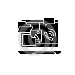 Outsource work black icon, vector sign on isolated background. Outsource work concept symbol, illustration