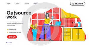 Outsource work concept for landing page template. Vector illustration