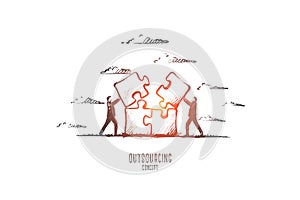 Outsourcing concept. Hand drawn isolated vector.