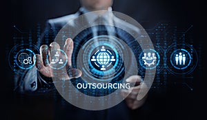 Outsourcing Global Recruitment Business and internet concept.