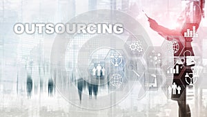 Outsourcing Human Resources. Global Business Industry Concept. Freelance Outsource International Partnership.