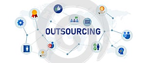 Outsourcing service team ouside company organization illustration