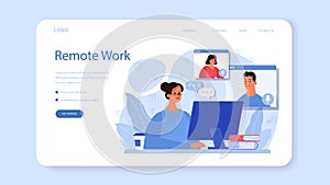 Outsourcing web banner or landing page. Idea of teamwork