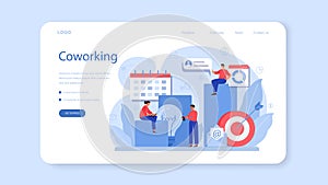 Outsourcing web banner or landing page. Idea of teamwork