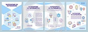 Outstaffing vs outsourcing blue brochure template