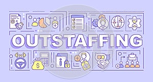 Outstaffing word concepts purple banner