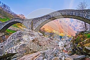 The outstanding bridge of Lavertezzo, Valle Verzasca, Switzerland