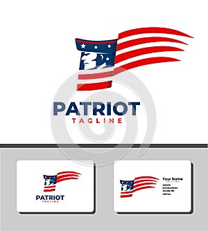 Outstanding logo template design that illustrates American flag and patriot icon