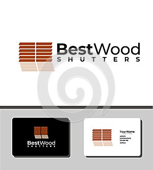 Outstanding logo template design that illustrates brown wood shutters for interior design